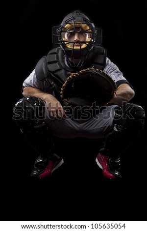Baseball Catcher On Black Background Stock Photo 105635054 : Shutterstock