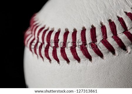 Baseball Ball closeup on a black Background