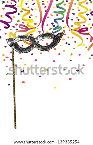 carnival mask at a confetti background