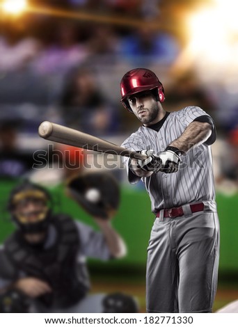 Baseball Player on a baseball Stadium Baseball Player on a baseball Stadium