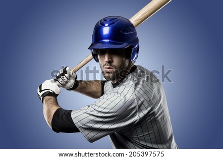 Baseball Player on a Blue Uniform on blue background.