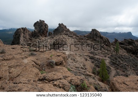 A beautiful mountain  scape panorama in Gran Canaria view mountains in canary Islands, Spain
