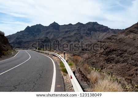 A beautiful mountain scape panorama in Gran Canaria view mountains in canary Islands, Spain