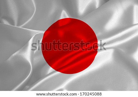 Japan flag on satin texture.