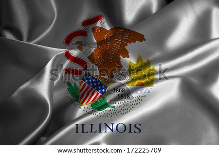 Illinois flag on satin texture.