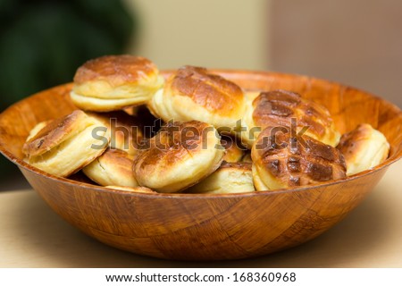 Scones made of potato in bamboo plate