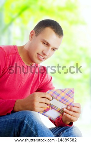 young man receiving love letter