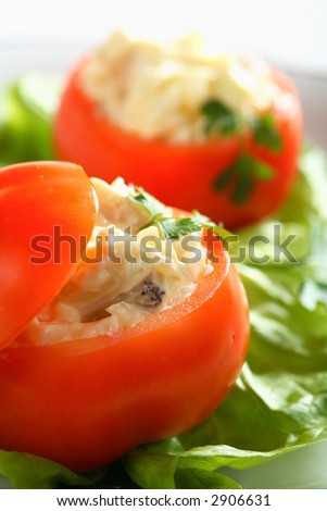 Stuffed tomatoes with carp