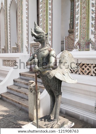 Statue of Demon at Temple of the Emerald Buddha in Bangkok, Thailand