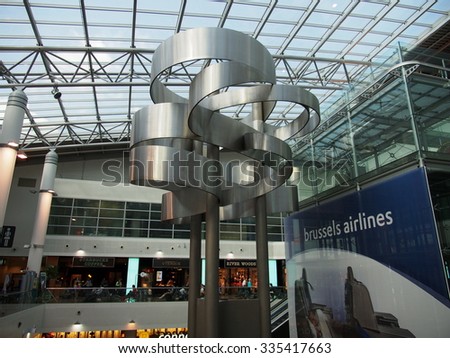 BRUSSELS, BELGIUM - AUG 13: Interior of the Brussels International Airport in Brussels, Belgium on August 13, 2013. Brussels is the capital of Belgium.