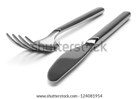 Knife and fork, isolated on the white background, clipping path included.