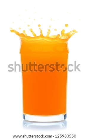 Orange juice splash, isolated on the white background, clipping path included.