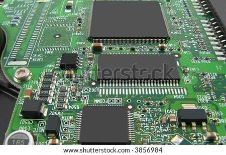Microcircuit board with three processors.