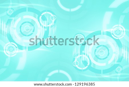 Blue Green Futuristic Technology themed Abstract Background. Circular Geometric Patterns