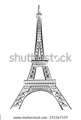 Eiffel Tower Line Art Vector. Isolated On White Background. - 192367559 