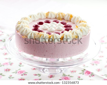 Detail of delicious strawberry cream cake