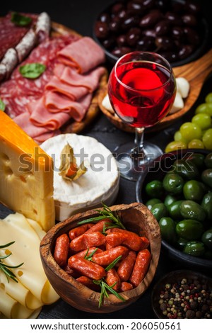 Antipasto and catering platter with different appetizers
