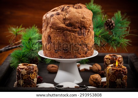 Chocolate panettone cake for Christmas - traditional Italian Christmas cake