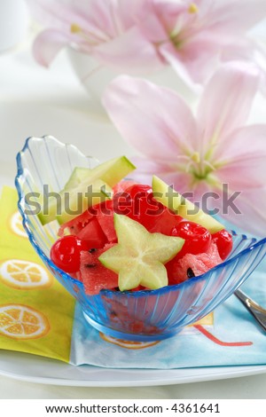 Light fruit dessert for hot summer with low calorie