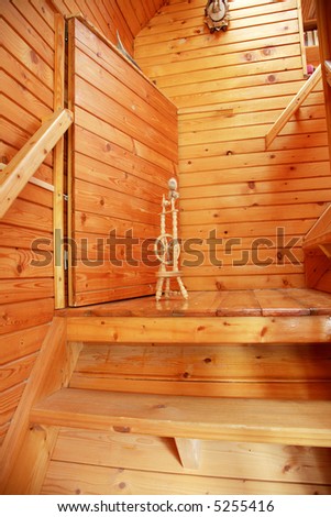 Interior of wooden cottage