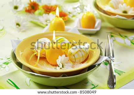 table settings for easter. stock photo : Easter table