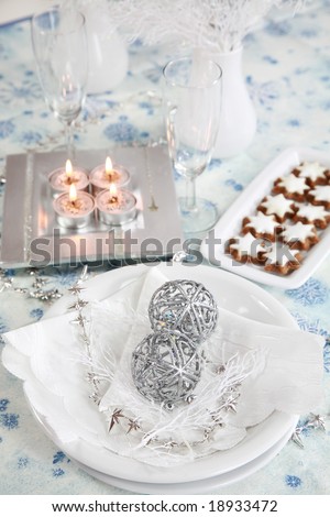 table setting in white and