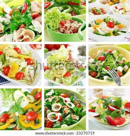 Collage Of Different Salads Stock Photo 23270719 Collage Of Different Salads Stock Photo 23270719