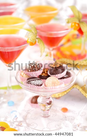 Sweet pralines and coctails birthday party or carnival