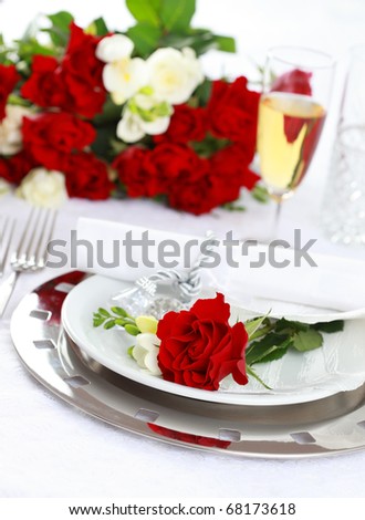 stock photo Festive table setting for wedding Valentine or other event