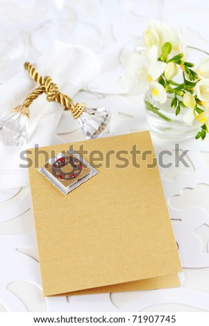 stock photo Invitation card for wedding dinner or menu with copy space for