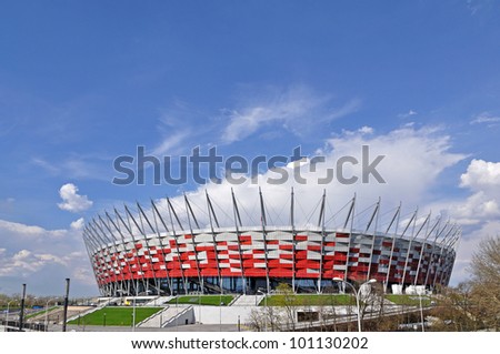 NATIONAL STADIUM IN WARSAW, POLAND - APRIL 21: Warsaw National Stadium on April 21, 2012. The National Stadium will host the opening match of the UEFA Euro 2012.