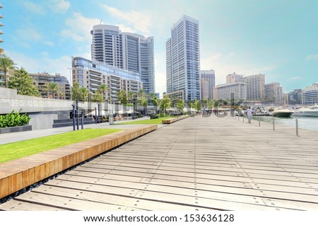 A view of the beautiful Marina in Zaitunay Bay in Beirut, Lebanon. A very modern, high end and newly developed area of Beirut, since 2011.