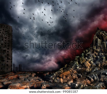Gloomy apocalypse landscape