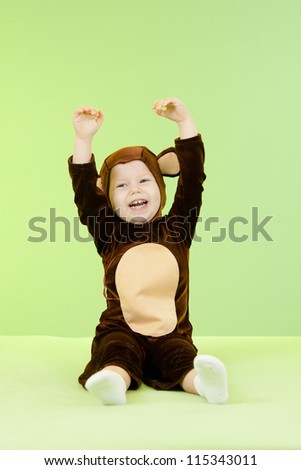 Baby girl in monkey costume
