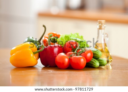 healthy food fresh vegetables on wooden table