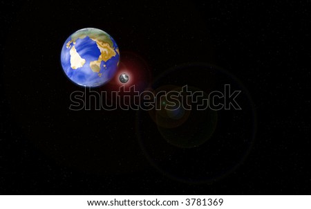 Eclipse (a view with our planet, moon and sun)