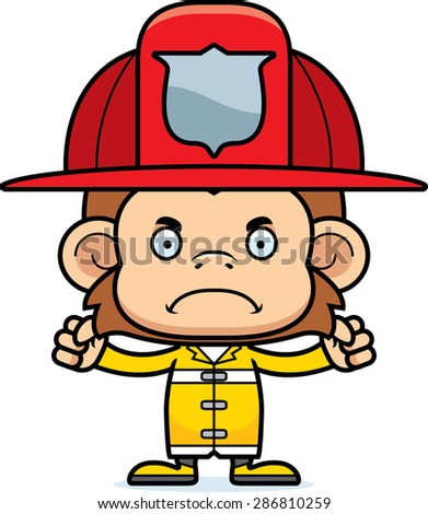 A cartoon firefighter monkey looking angry.
