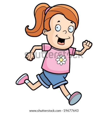 A cartoon picture of a girl running