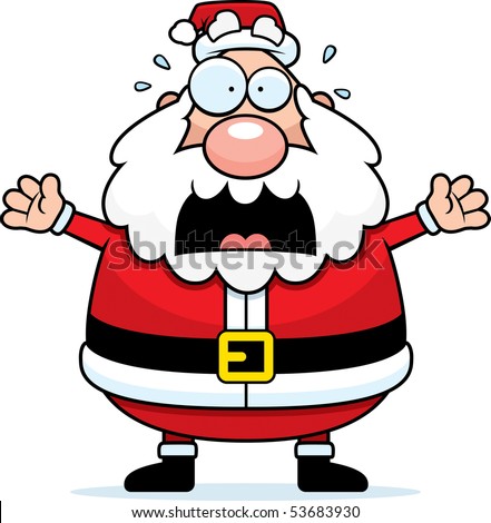 santa claus pictures cartoon. stock photo : A cartoon Santa Claus with a scared expression.