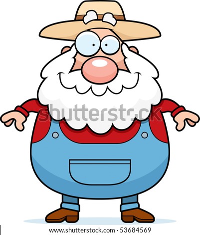 Happy Farmer on Happy Cartoon Farmer Standing And Smiling  Stock Photo 53684569