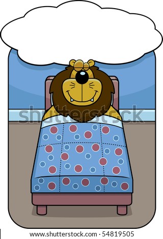 Cartoon Lion In Bed Dreaming And Smiling. Stock Vector 54819505 ...