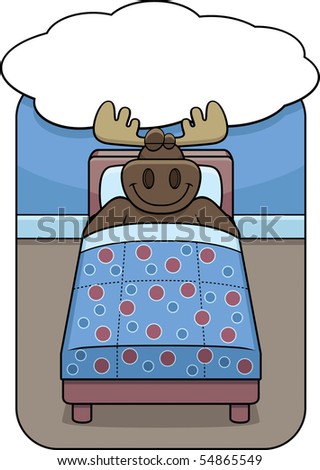 Cartoon Moose In Bed Dreaming And Smiling. Stock Vector 54865549 ...