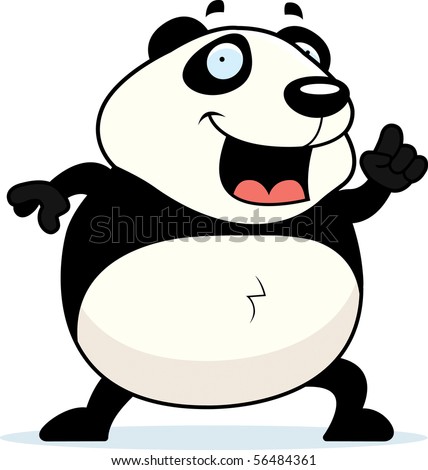 stock vector : A happy cartoon panda with an idea.