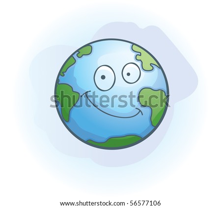 A Cartoon Planet Earth Smiling And Happy. Stock Photo 56577106