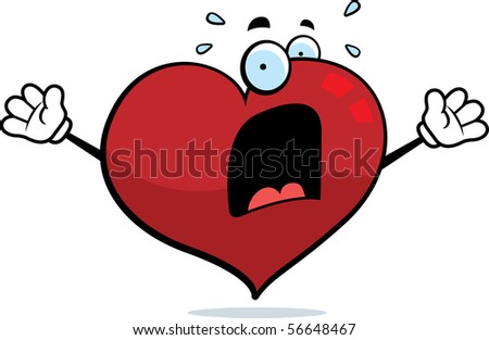 stock photo : A cartoon heart with a scared expression.