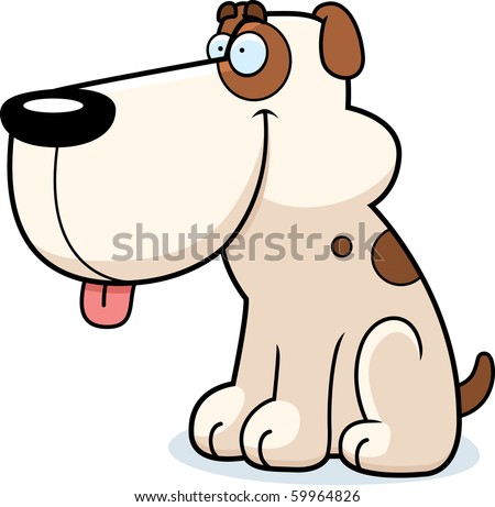 stock vector : A happy cartoon dog sitting and smiling.