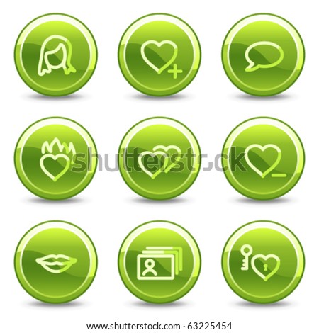 Dating Icons, Green Circle Glossy Buttons Stock Vector 63225454
