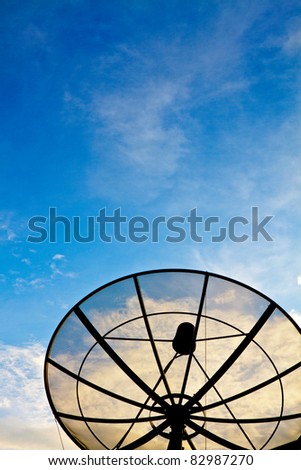 Blue sky with the Satellite dish on the Roof