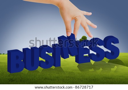 art work of business hand with the word
