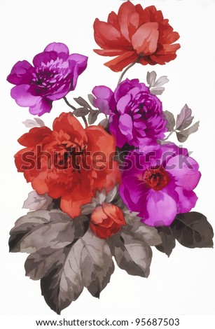 Color illustration of flowers in watercolor paintings Color illustration of flowers in watercolor paintings